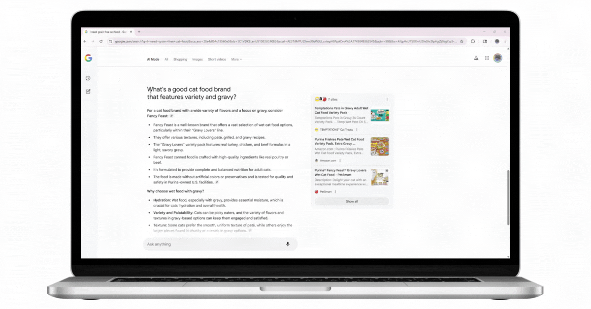 AI search result for Mars Pet leading to MikMak brand website